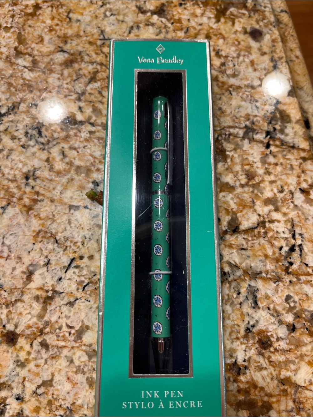 Vera Bradley Garden Green Leaf Ball Point  Pen Black Ink New in Box